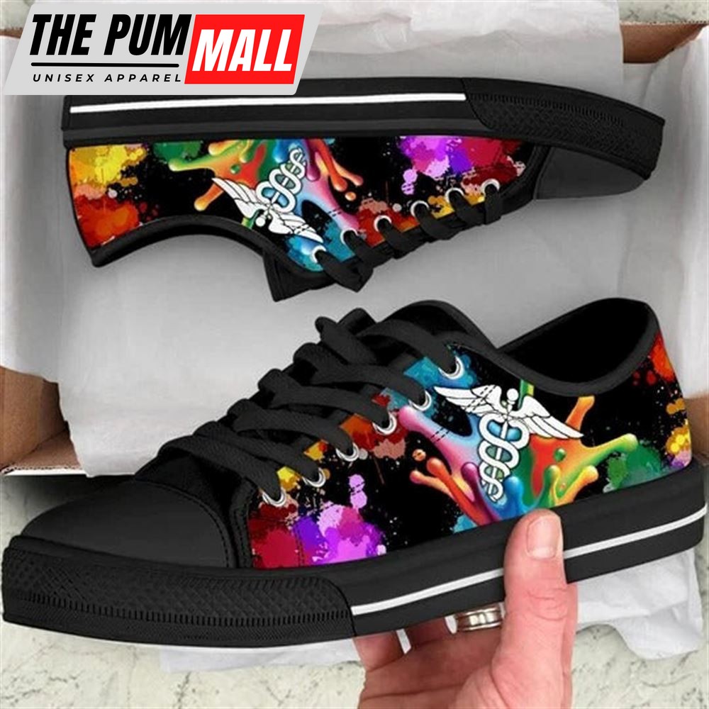 Nurse Splash Oil Painting Canvas Low Top Shoes – Low Top Shoes Mens, Women