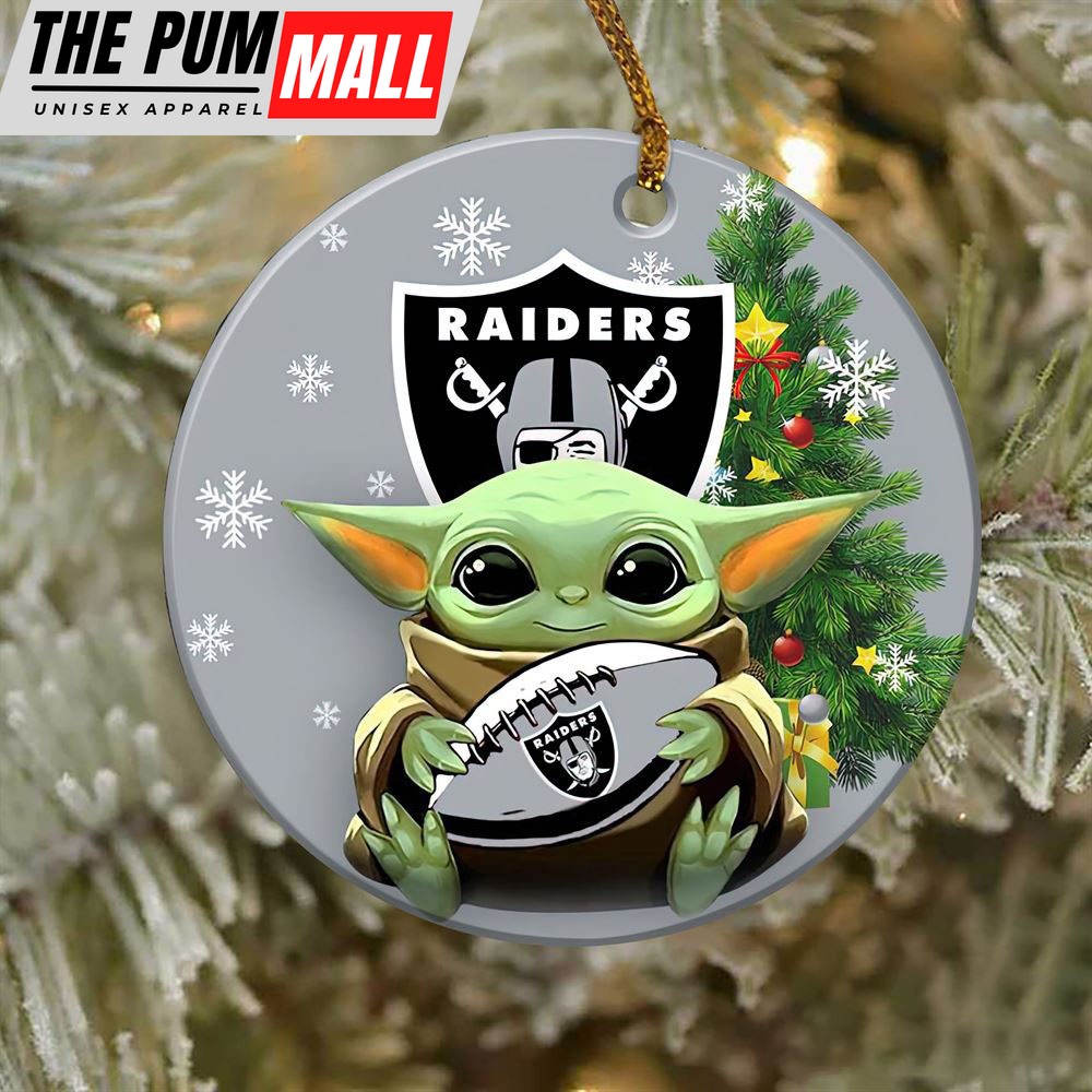 Oakland Raiders Baby Yoda NFL Football Ornaments Limited Edition