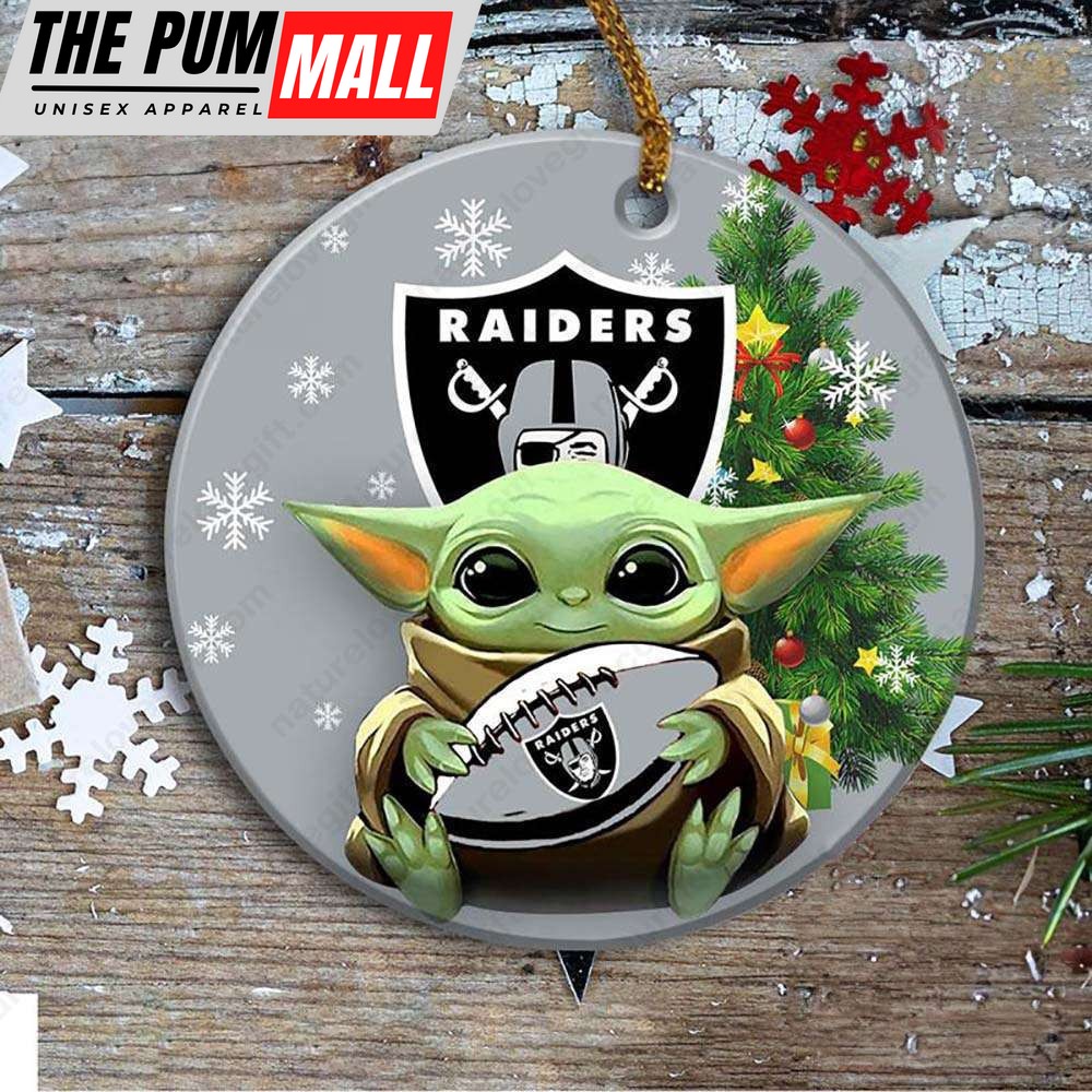 Oakland Raiders Baby Yoda Ornament Christmas Tree Decorations NFL Gifts Limited Edition