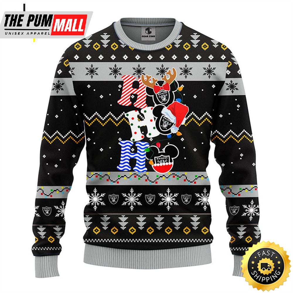 Oakland Raiders HoHoHo Mickey Christmas Ugly Sweater