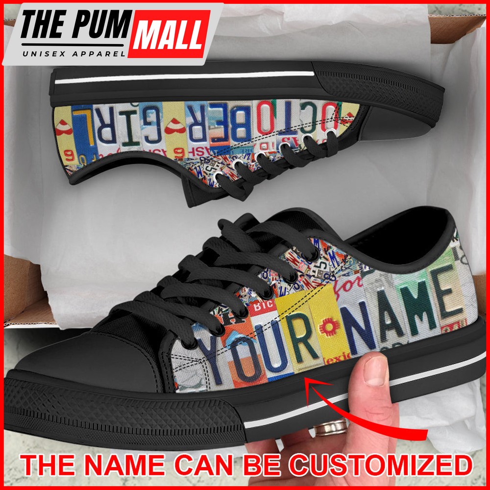 october-girl-license-plates-custom-name-low-top-birthday-shoes-casual-shoes-gi-0b90lpm1 October Girl License Plates Custom Name Low Top Birthday Shoes – Casual Shoes Gift For Adults