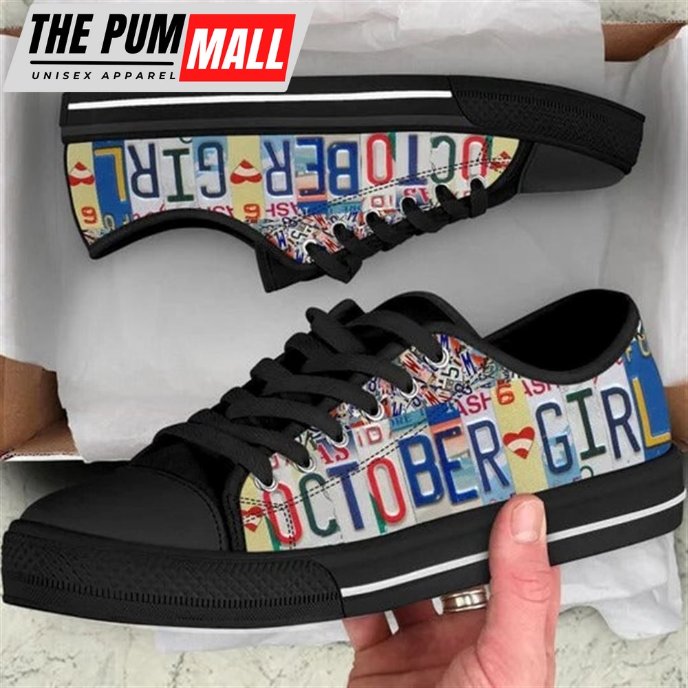 October License Plates Canvas Low Top Shoes – Low Top Shoes Mens, Women