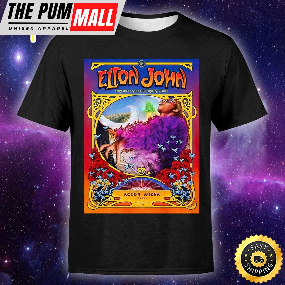 Official Elton John Paris 2025 Tour Poster Shirt Unisex Tshirt