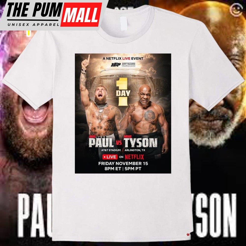 Official Jake Paul Vs Mike Tyson At&T Stadium Arlington Tx Friday Nov 15 1 Day Poster T-Shirt