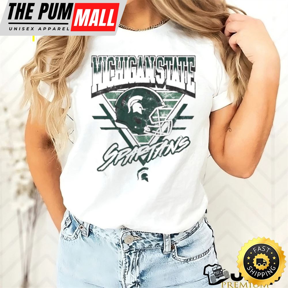 Official Michigan State Spartans Helmet Triangle Vintage T Shirt