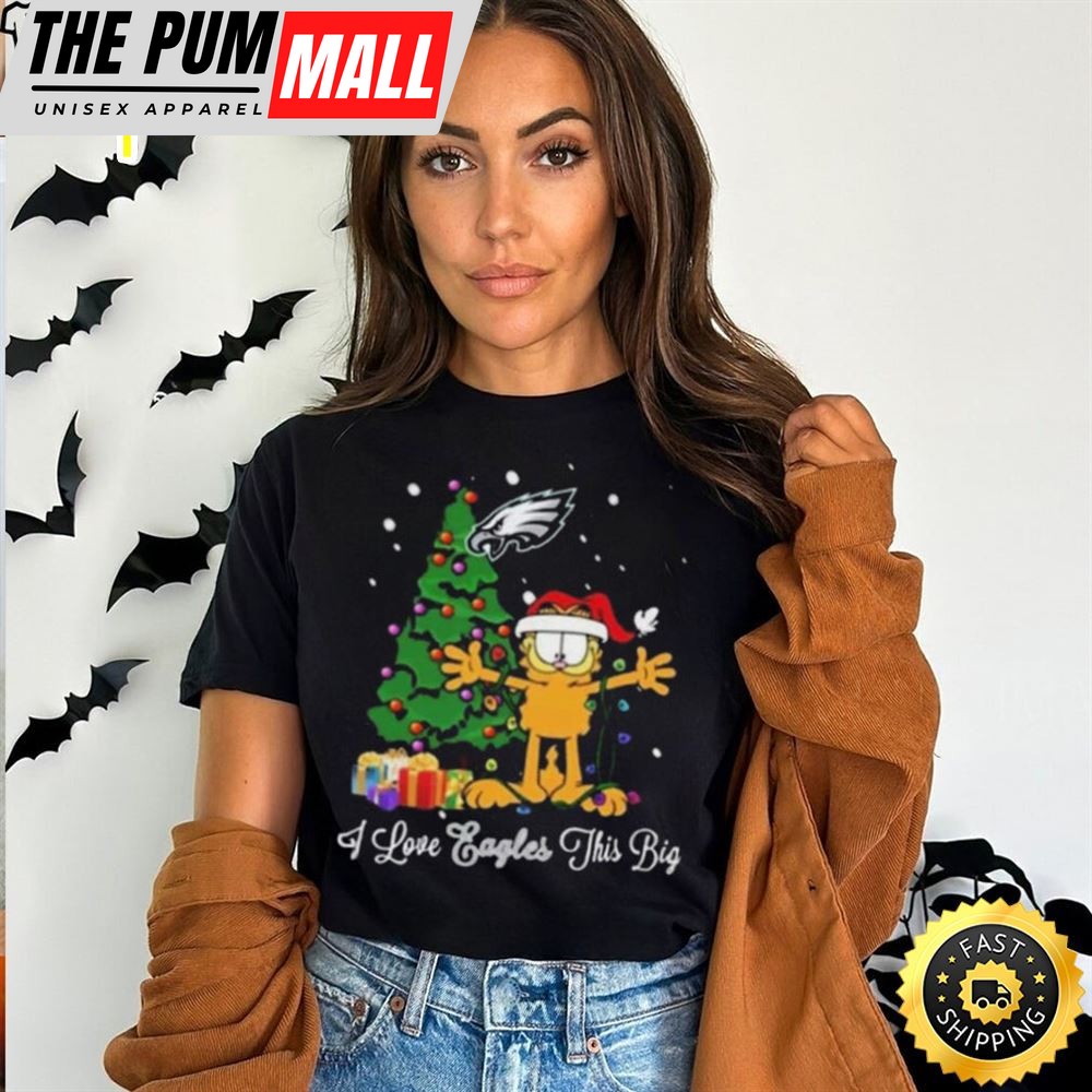 Official Philadelphia Eagles Garfield I Love Eagles This Big Christmas Tree T Shirt