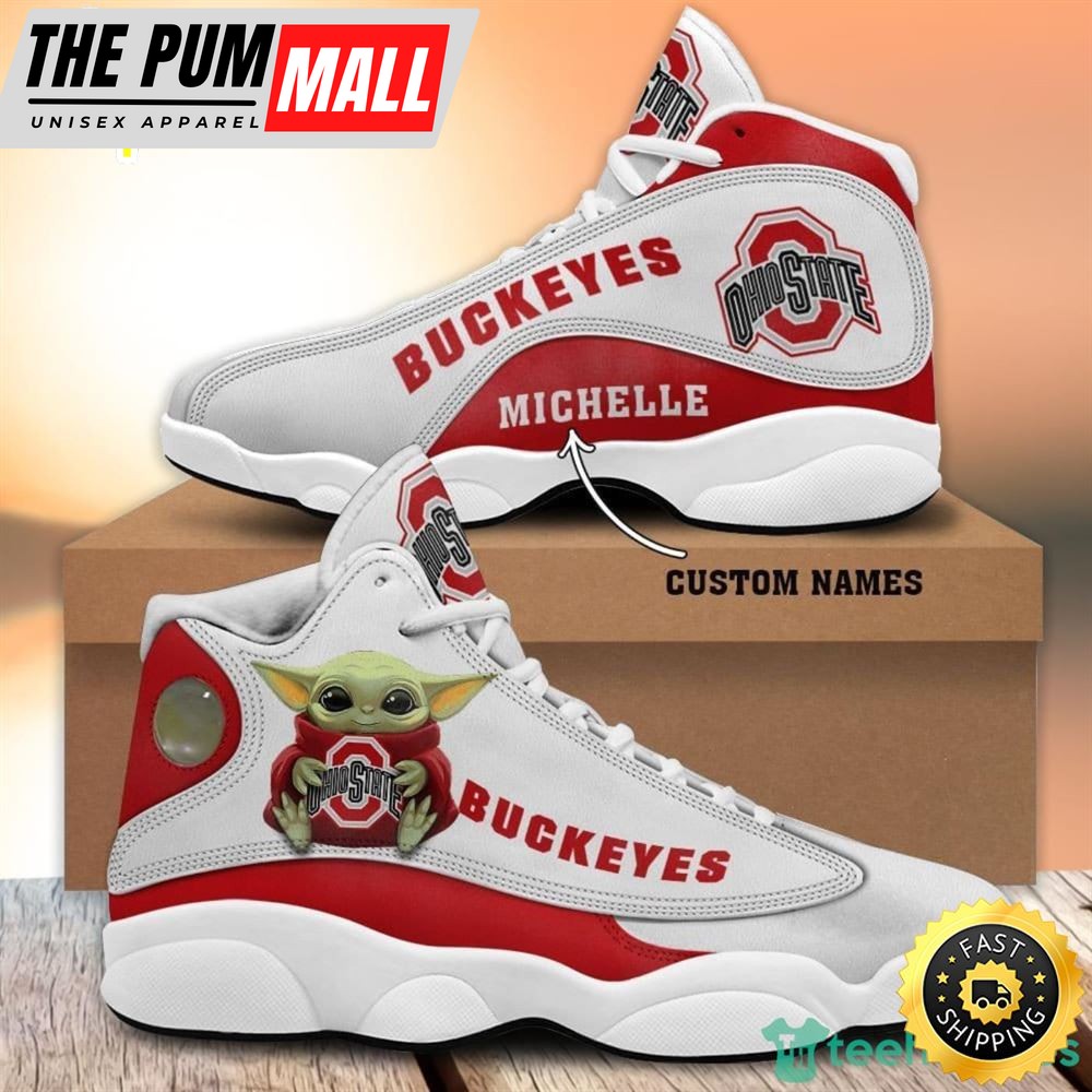 Ohio State Buckeyes Fans Baby Yoda Custom Name Air Jd 13 Sneaker Shoes