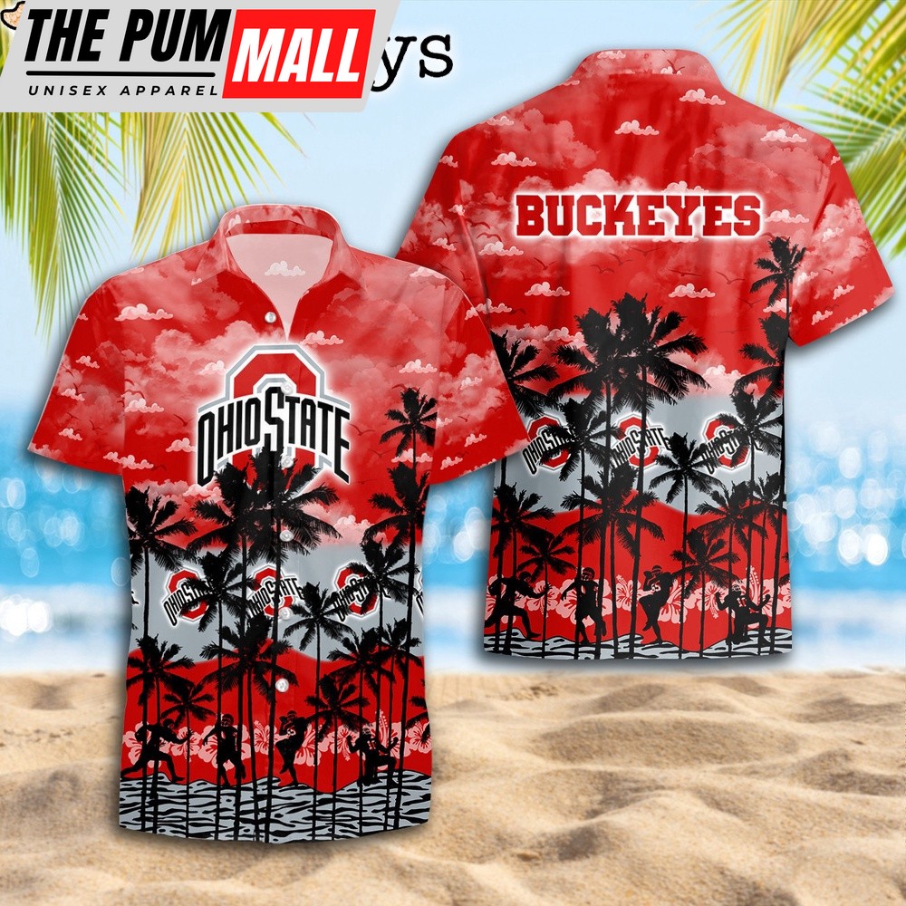 Ohio State Buckeyes Palms Tree Hawaiian Shirt