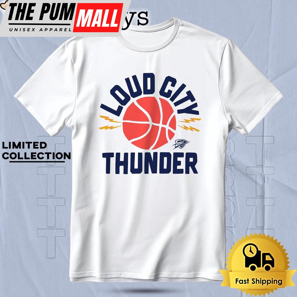 Oklahoma City Thunder Loud City Basketball Bolt Graphic T Shirt