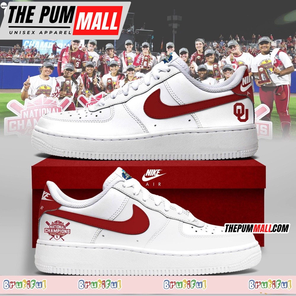 Oklahoma Sooners Four Peat NCAA Softball Women’s Champions Air Force 1 Shoes