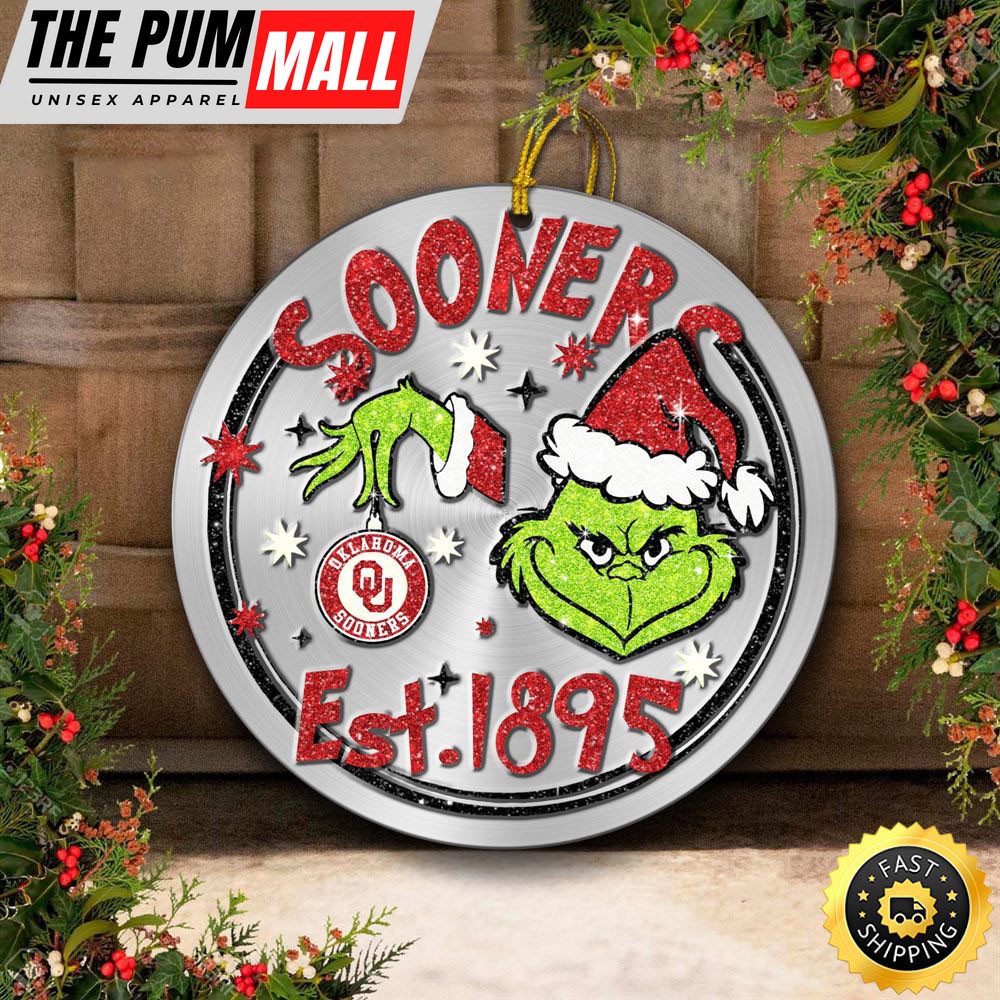 Oklahoma Sooners Grinch Circle Ornaments Christmas Limited Edition