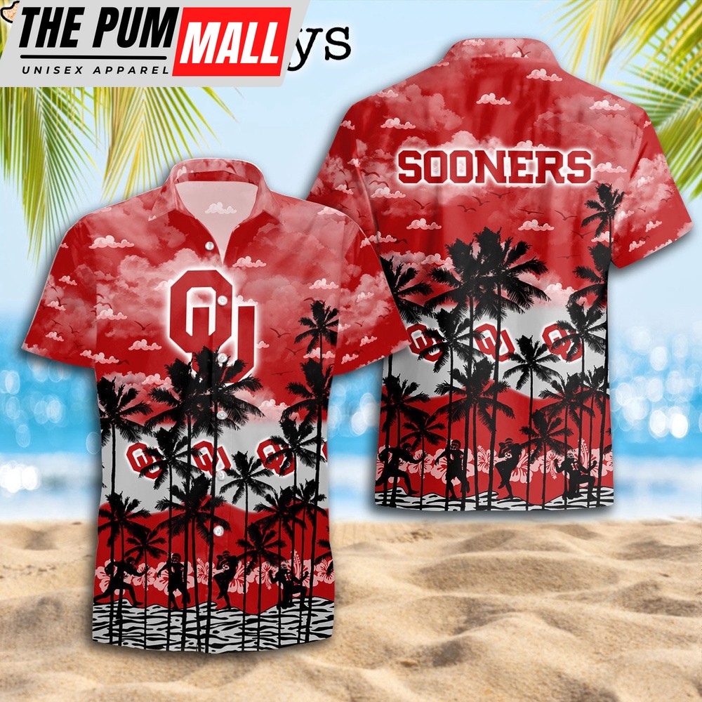 Oklahoma Sooners Palms Tree Hawaiian Shirt