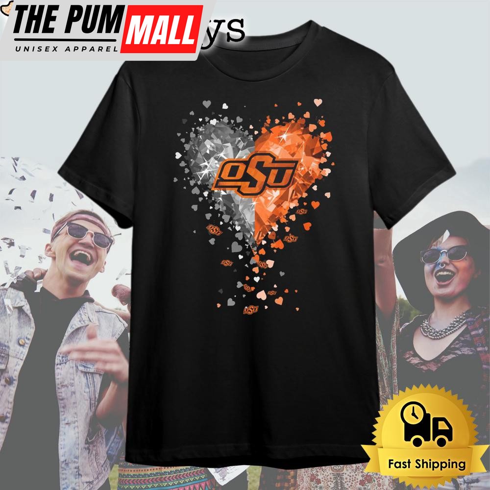 Oklahoma State Cowboys Crystal Heart T Shirt