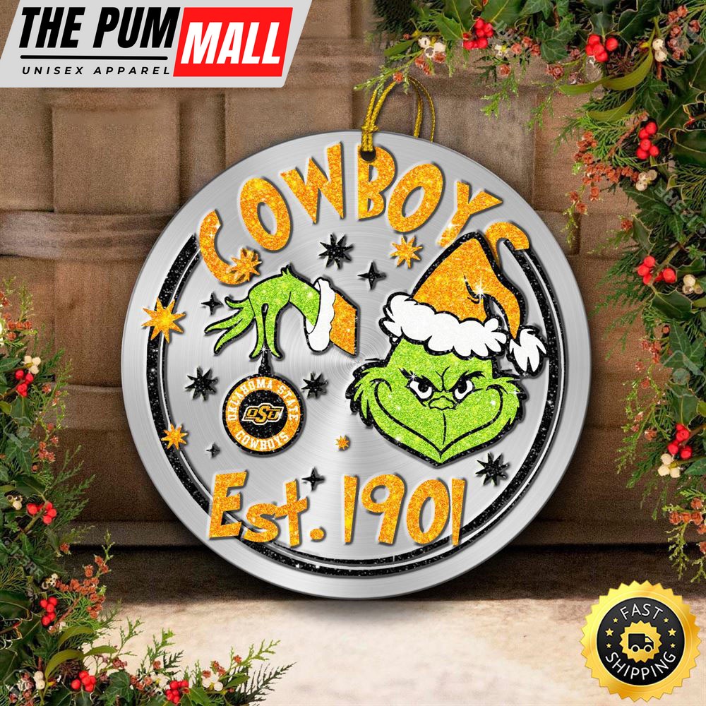 Oklahoma State Cowboys Grinch Circle Ornaments Christmas Limited Edition