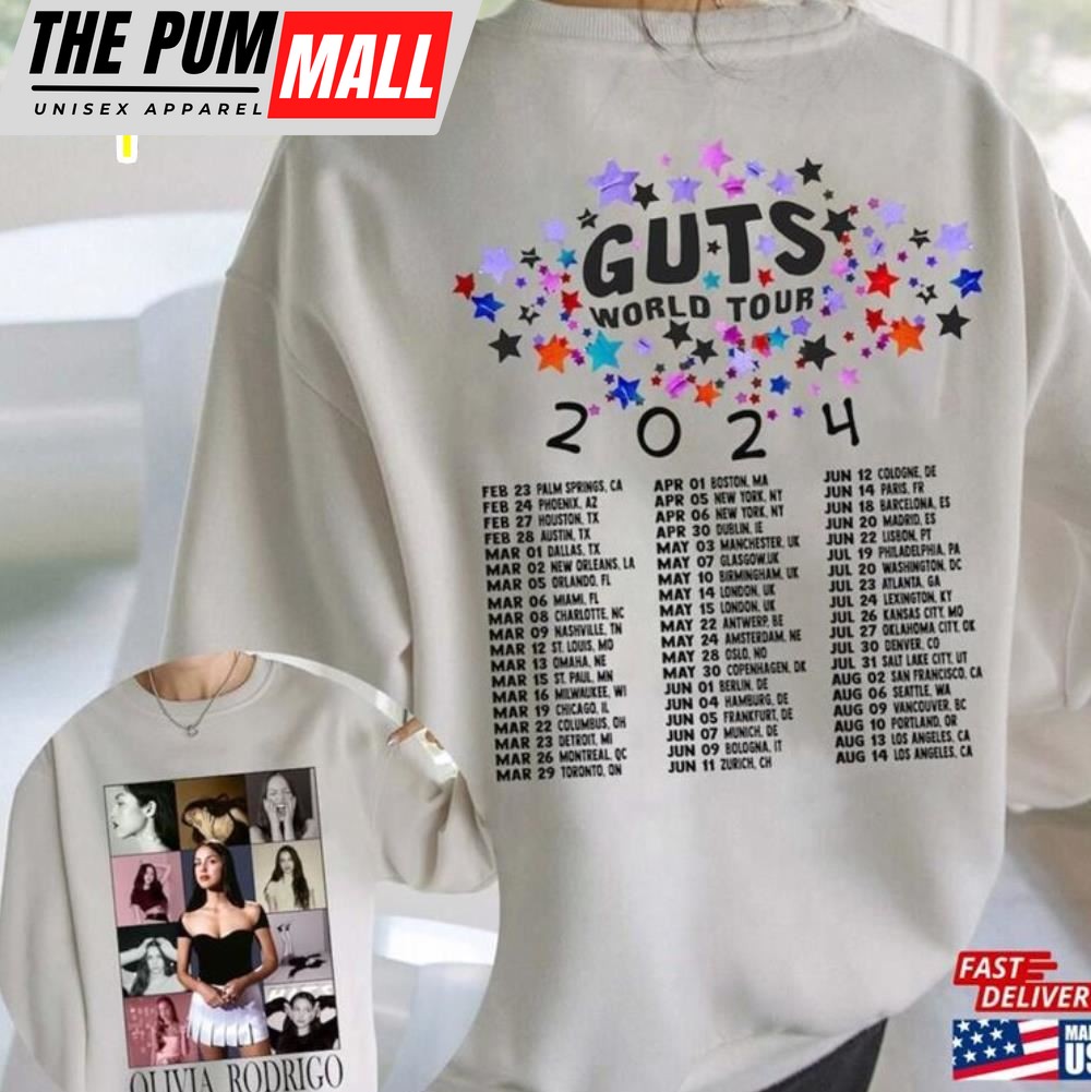 Olivia Guts Tour 2024 Shirt Rodrigo Track List Aesthetic Merch T-Shirt