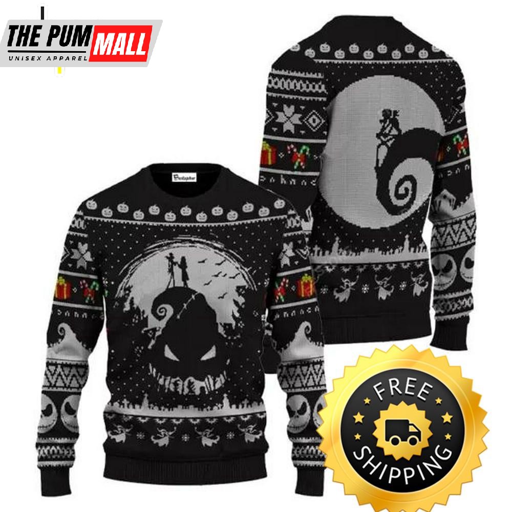 Oogie Boogie Jack Skellington Sally Ugly Sweater, Halloween Christmas Sweater