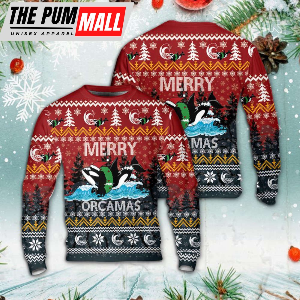 Orca Christmas Sweater Gift For Chrismas
