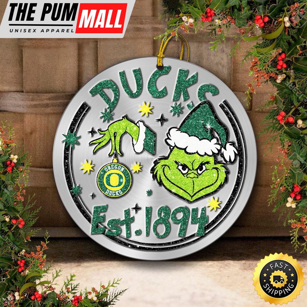 Oregon Ducks Grinch Circle Ornaments Christmas Limited Edition