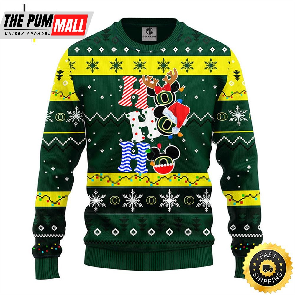 Oregon Ducks Hohoho Mickey Christmas Ugly Sweater