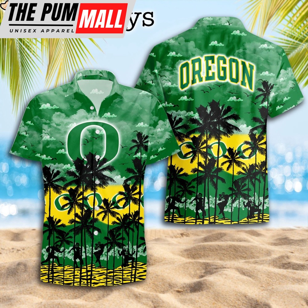 Oregon Ducks Palms Tree Hawaiian Shirt