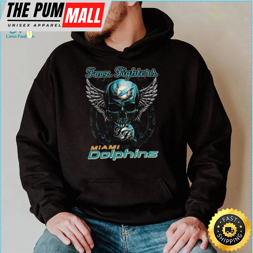 Original Skull Wings Fooz Fighters Miami Dolphins T Shirt