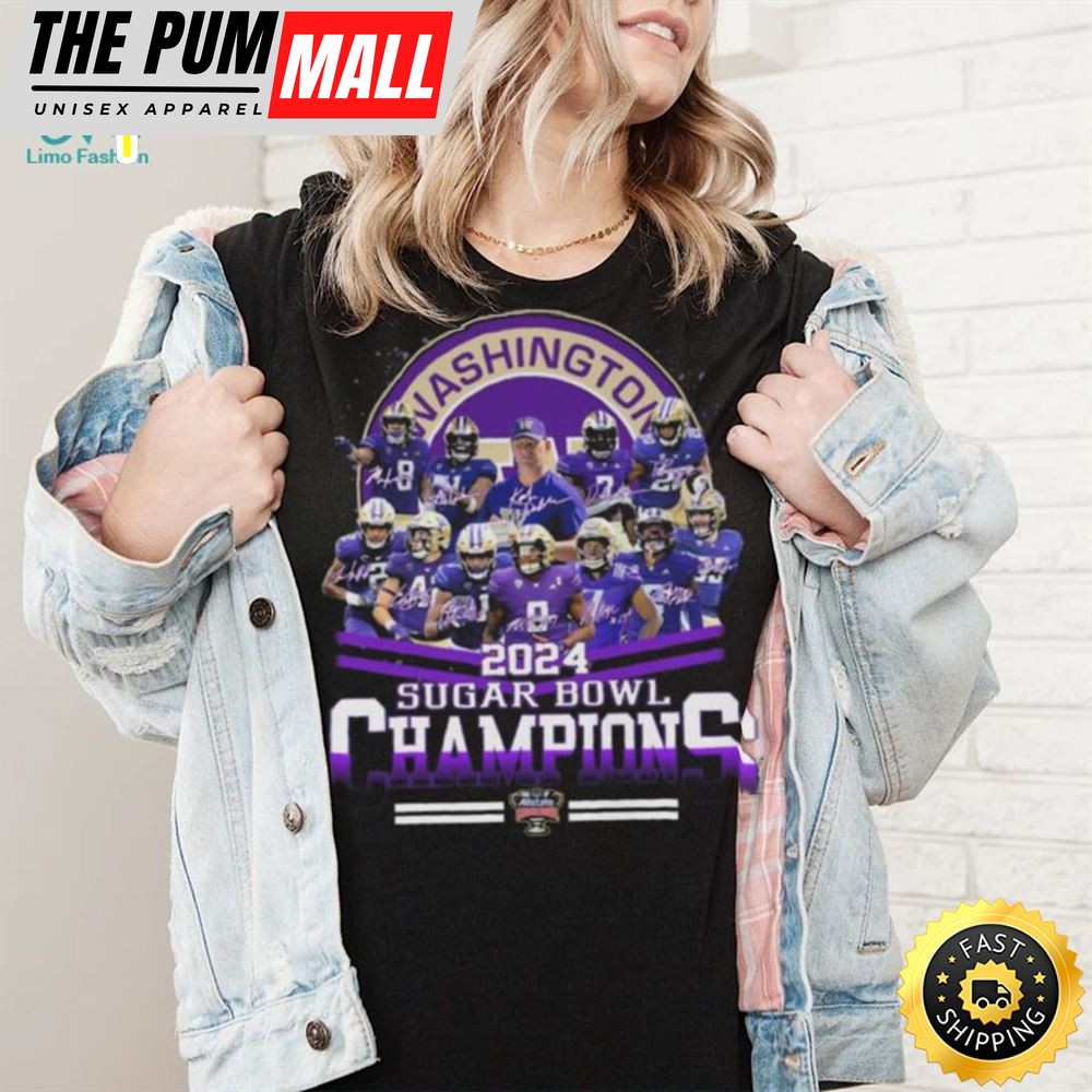 Original Washington Huskies Players 2025 Sugar Bowl Champions Signatures Shirt