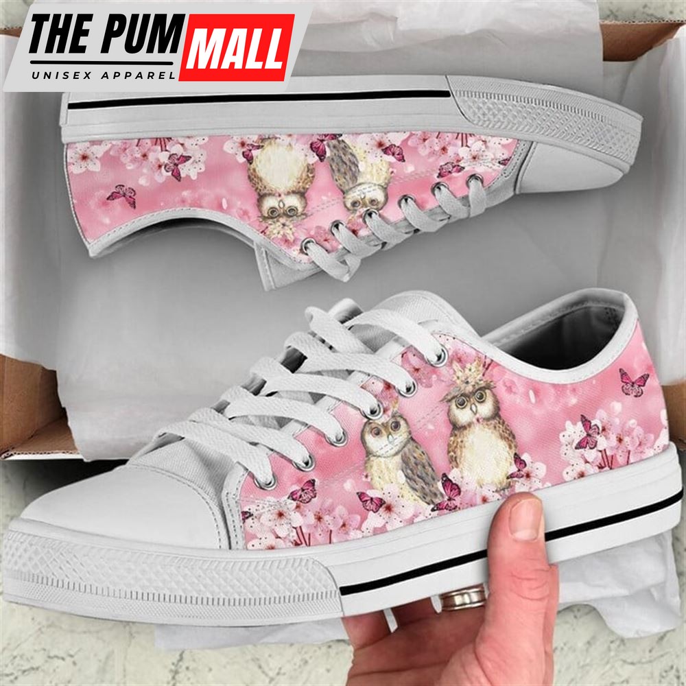Owl Cherry Blossom Low Top Shoes – Low Top Shoes Mens, Women