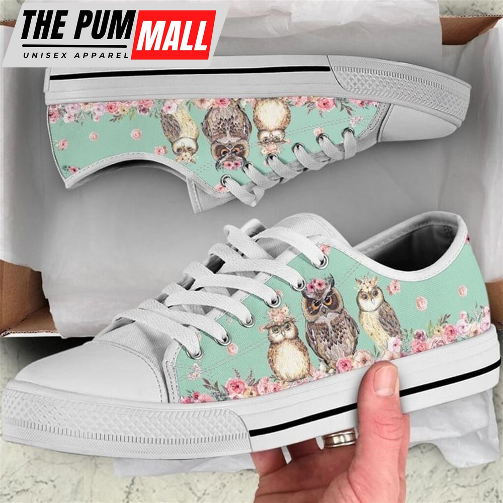 Owl Flower Watercolor Low Top Shoes – Low Top Shoes Mens, Women