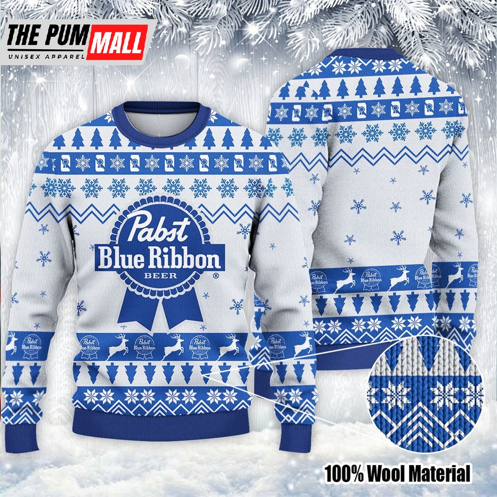 Pabst Blue Ribbon Christmas Ugly Sweater