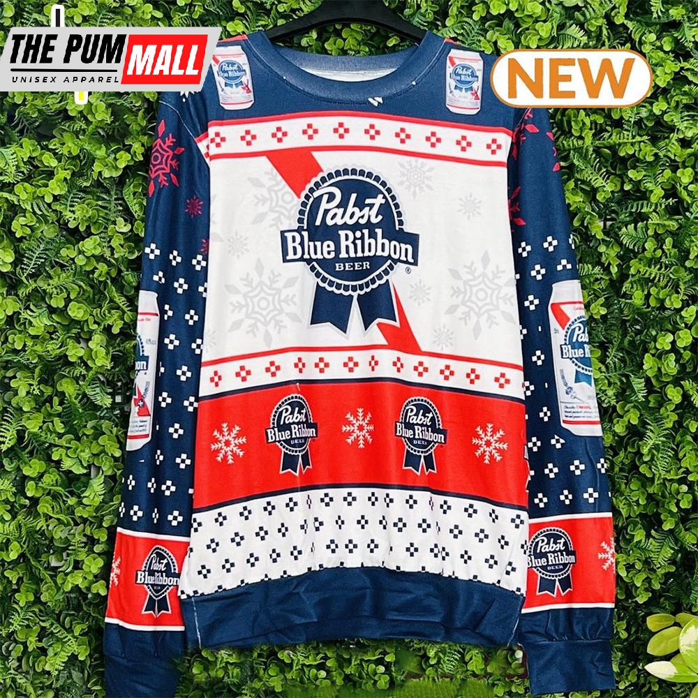 Pabst Blue Ribbon Xmas Ugly Christmas Sweater Shirt, Sweatshirt