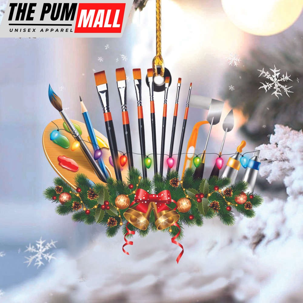 Palette With Watercolor Brushes Christmas Ornament Xmas 2023 Hanging Decoration Painter Gifts Limited Edition