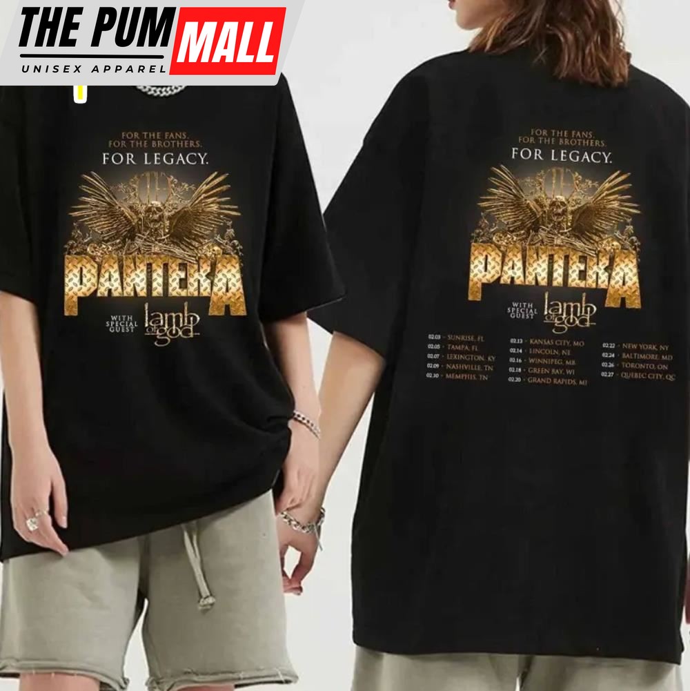 Pantera 2024 Tour With Lamp Of God Black T-Shirt Gift Fans Music All Size T-Shirt