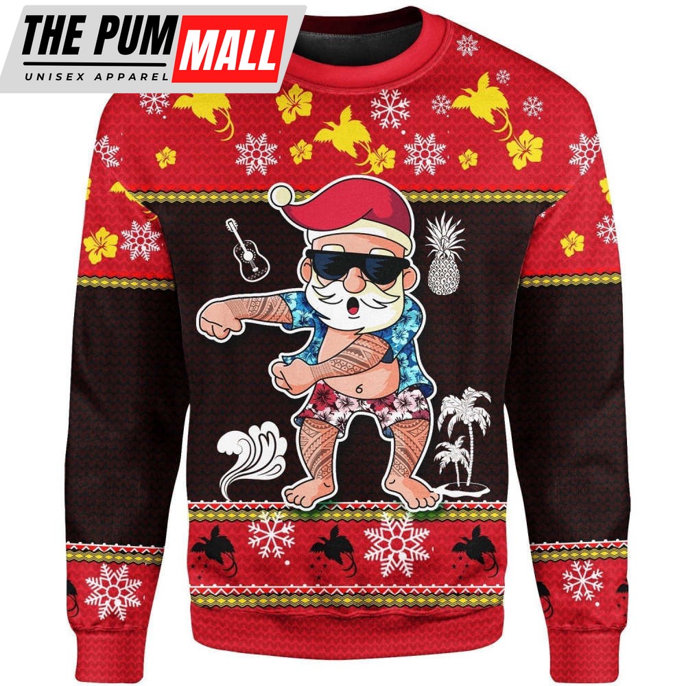 Papua New Guinea Custom Christmas Sweater – Santa Claus Polynesian Tattoo Gift For Christmas