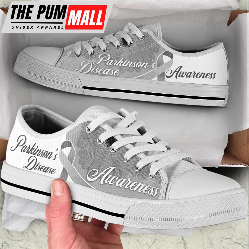 Parkinson’s Shoes Disease Awareness Ribbon Low Top Shoes – Best Gift For Men And Women – Lowtop Casual Shoes Gift For Adults
