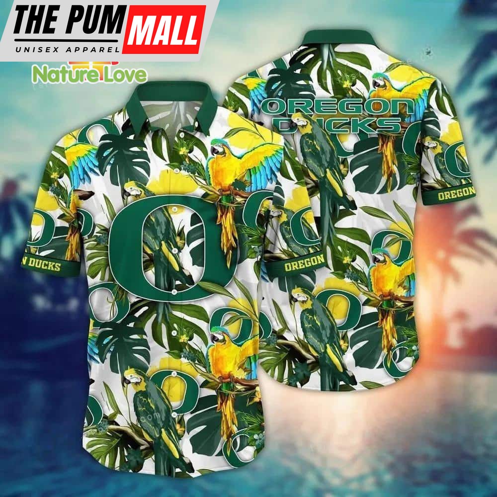Parrot in Forest Oregon Ducks Hawaiian Shirt NCAA Gift For Fans