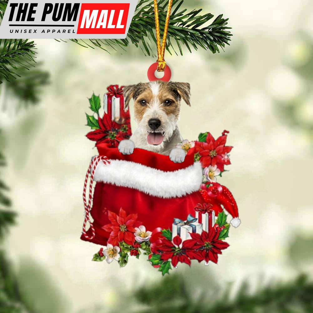 Parson Russell Terrier In Gift Bag Christmas Ornament – Car Ornaments – Gift For Dog Lovers Limited Edition