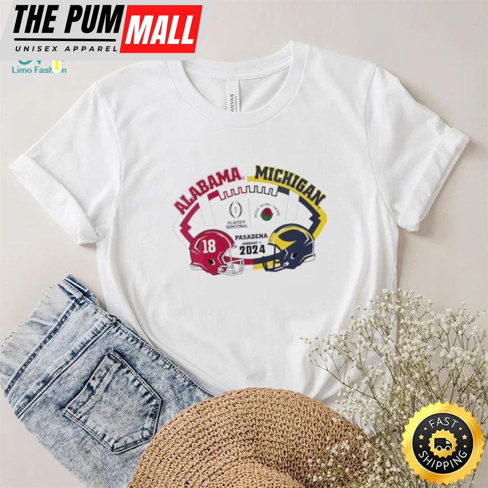 Pasadena Rose Bowl Game 2025 Playoff Semifinal Michigan Wolverines Vs Alabama Crimson Tide Shirt