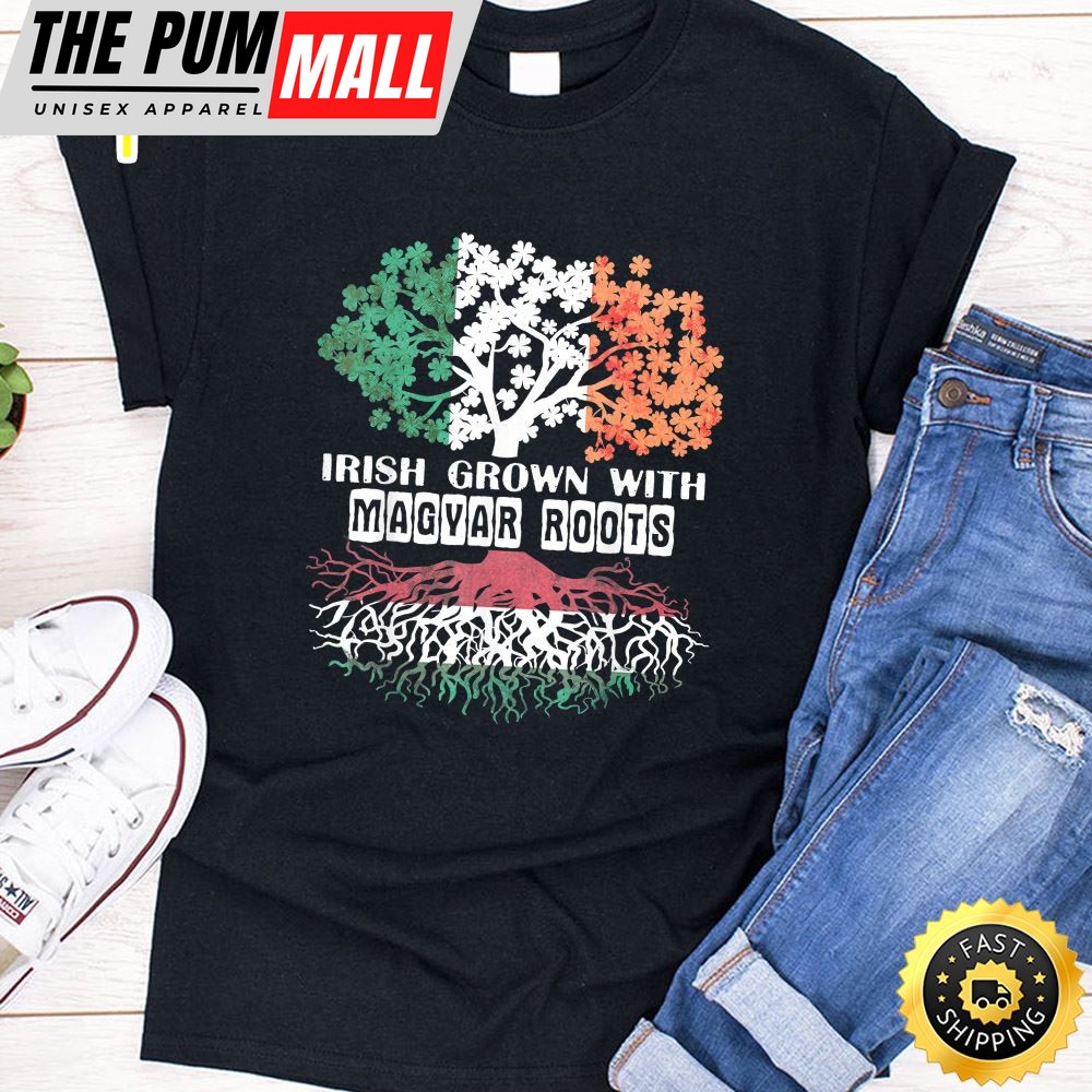 Patrick Day Irish Ireland Root Magyar Hungary Flag T-Shirt