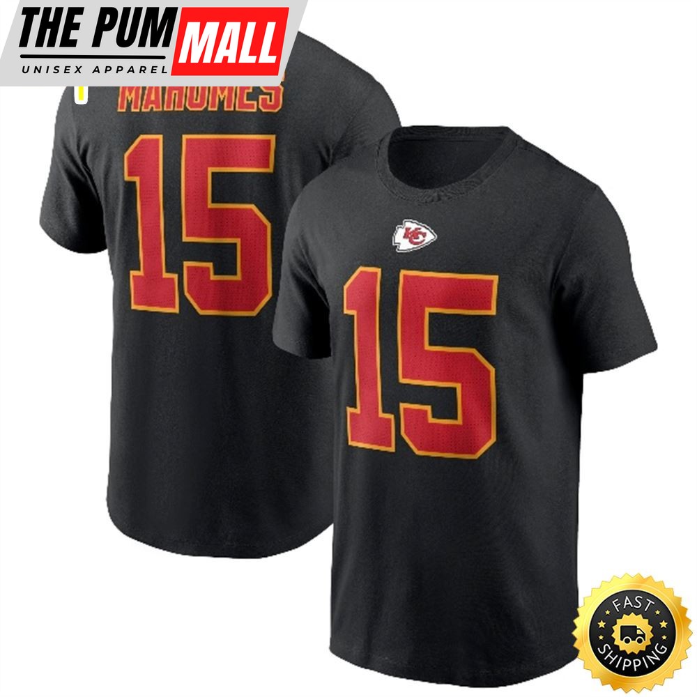 Patrick Mahomes Kansas City Chiefs Name & Number Black T-shirt