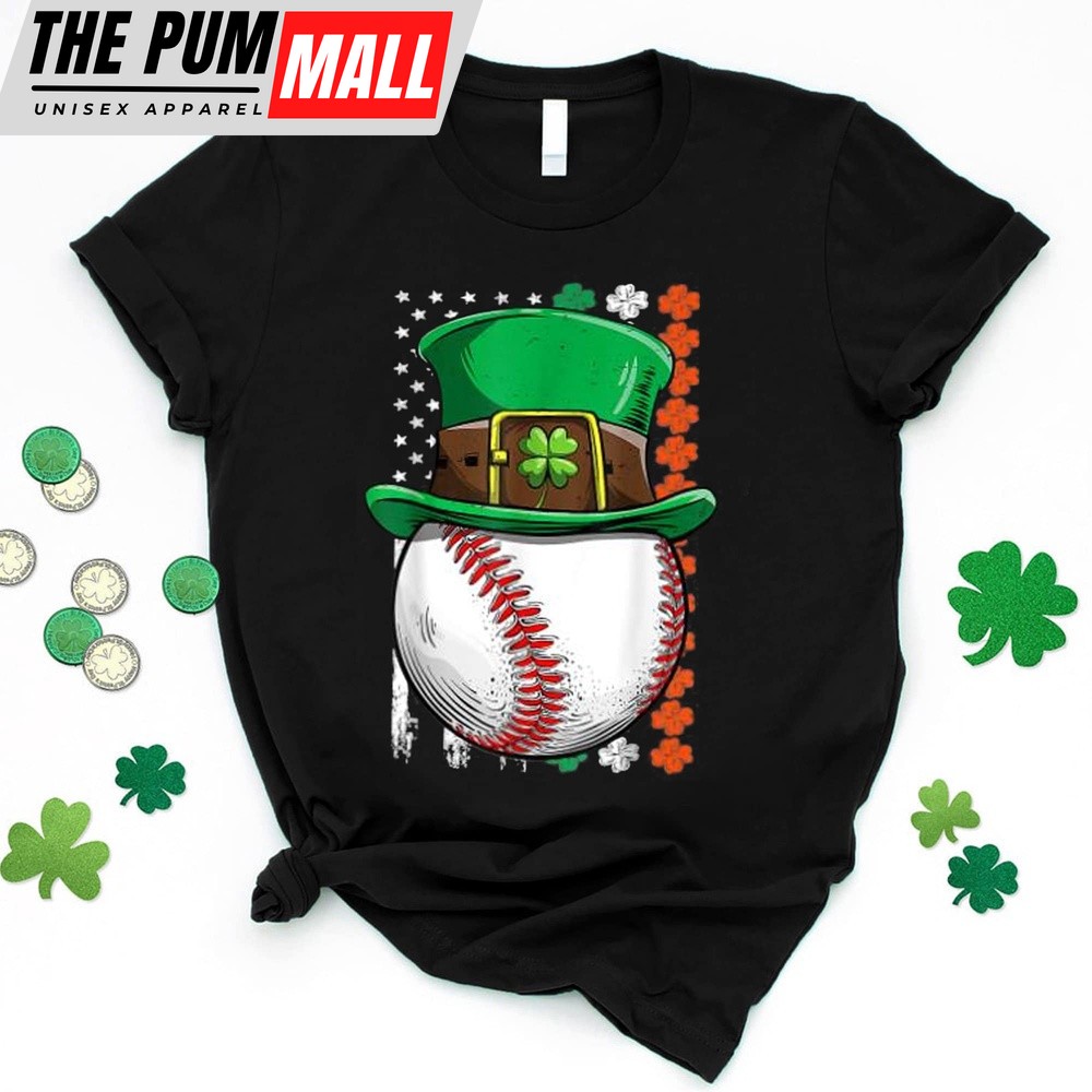Patrick’s Day T-Shirt, Baseball St Patricks Day American Flag T-Shirt, Baseball Game Day Shirt, Happy Saint Pattys Day Shirt