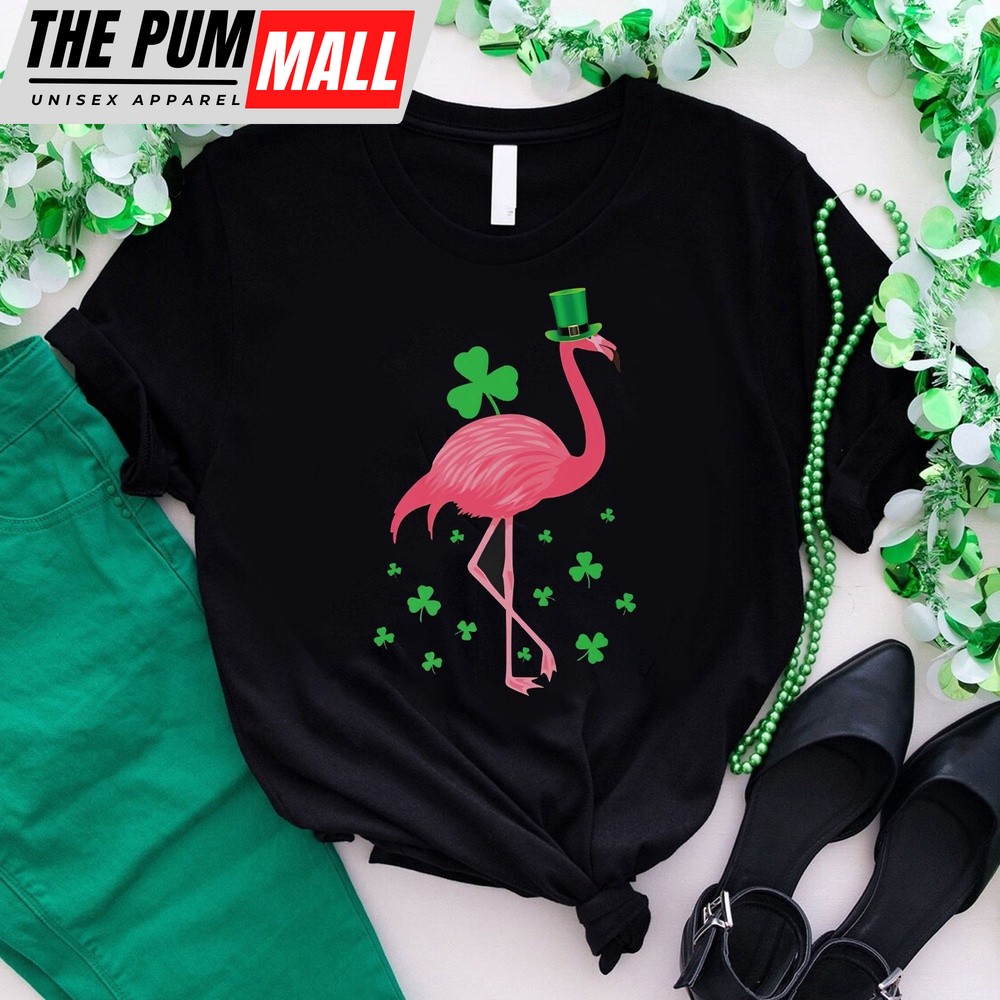 Patrick’s Day T-Shirt, Flamingo Shamrock Leprechaun T-Shirt, Happy St Patricks Day Shirt for Flamingo Lovers, Flamingo Lover Tee
