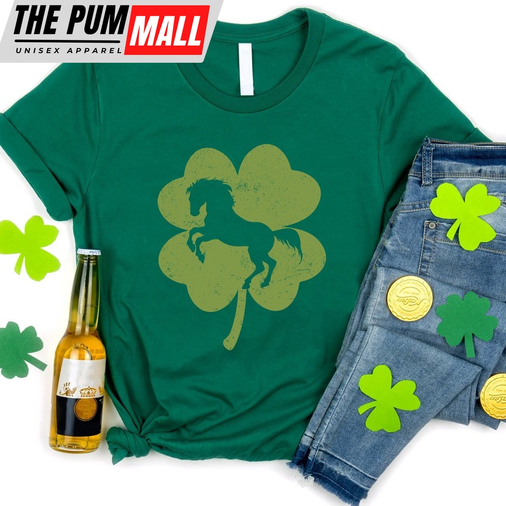 Patrick’s Day T-Shirt, Horse Shamrock St. Patrick’s Day Shirt, Horse Lovers T-Shirt, Horse Riding Tee, Horse Owner T-Shirt