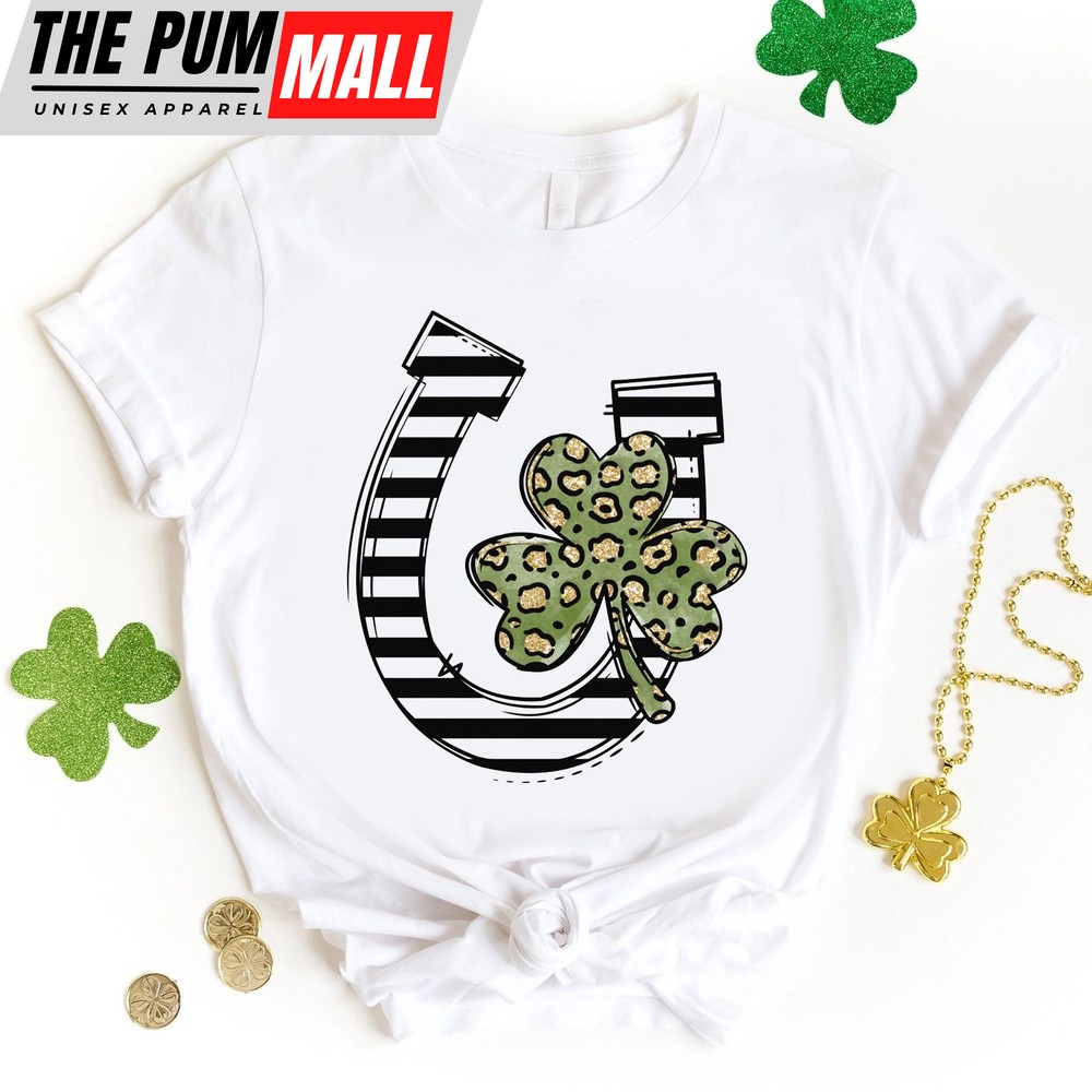 Patrick’s Day T-Shirt, Horseshoe & Clover Tee, Funny St. Patrick’s Day Shirt, Lucky Shirt, Horse Lover T-Shirt, Women St Paddys Shirt