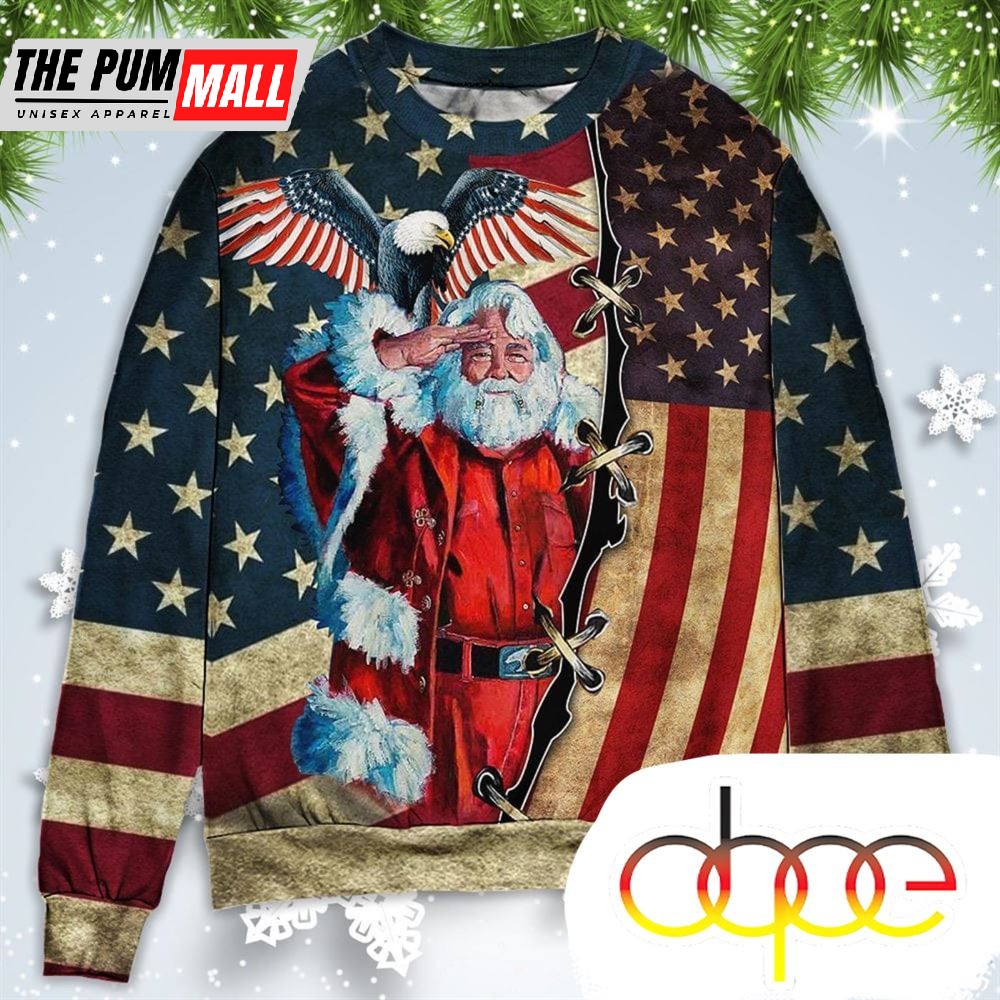 Patriot Santa Claus Christmas Sweatshirt Sweater
