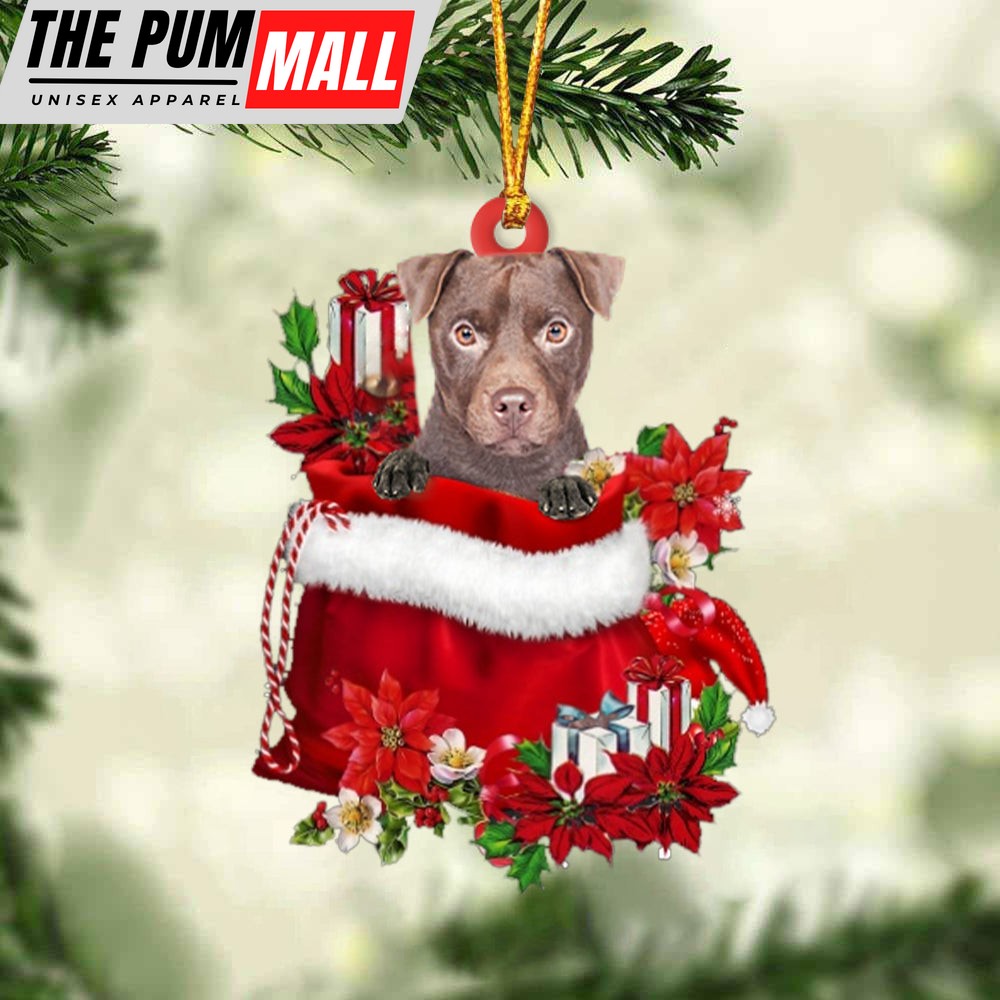Patterdale Terrier In Gift Bag Christmas Ornament – Car Ornaments – Gift For Dog Lovers Limited Edition