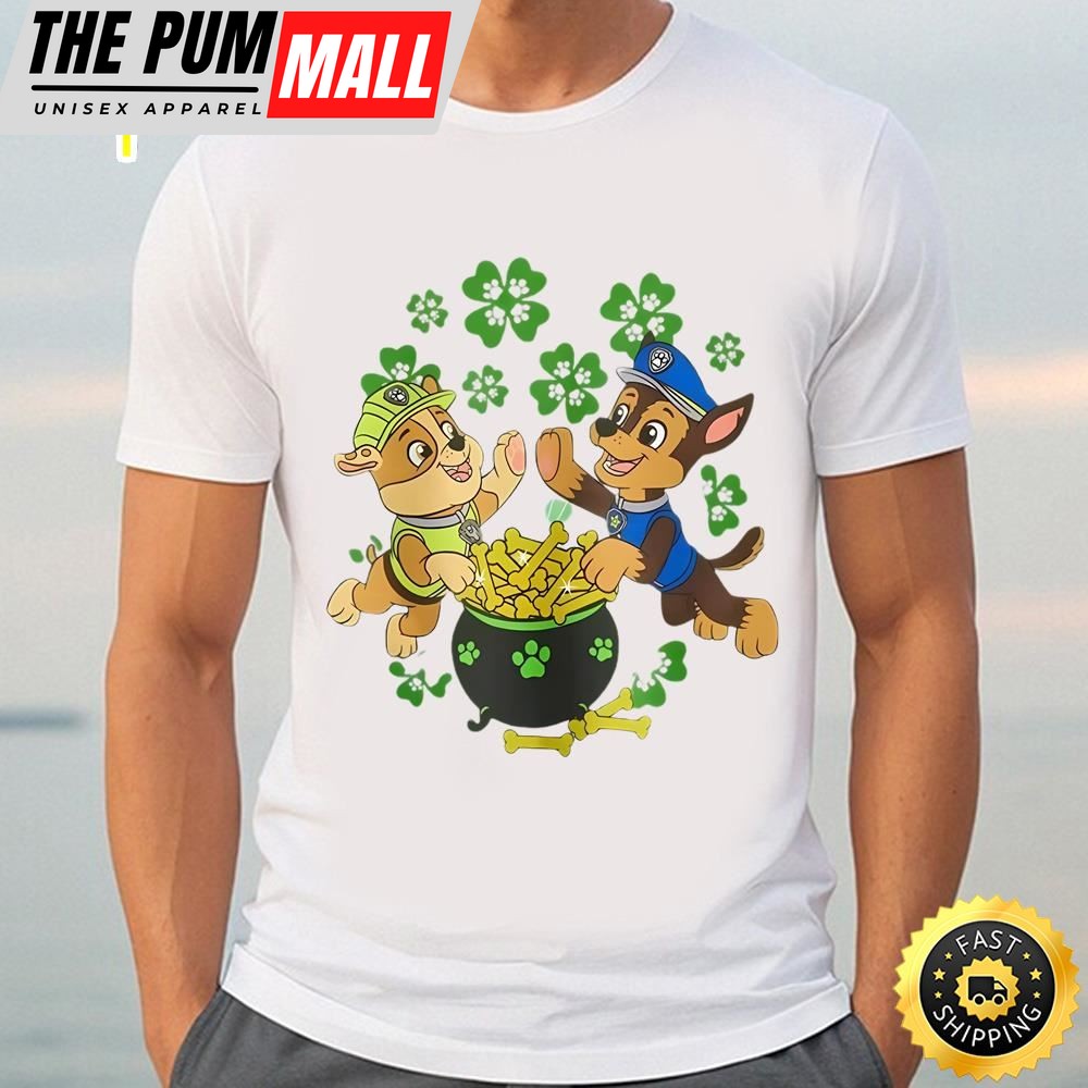 Paw Patrol Chase Rubble Lucky Dog St. Patricks Day T-Shirt