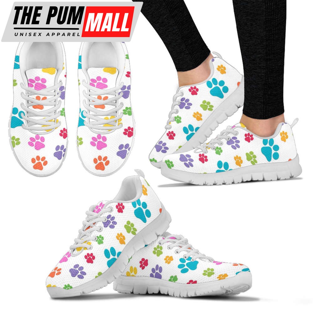 Paw prints Women’s Sneakers, Mother’s Day Gifts For White Sneakers