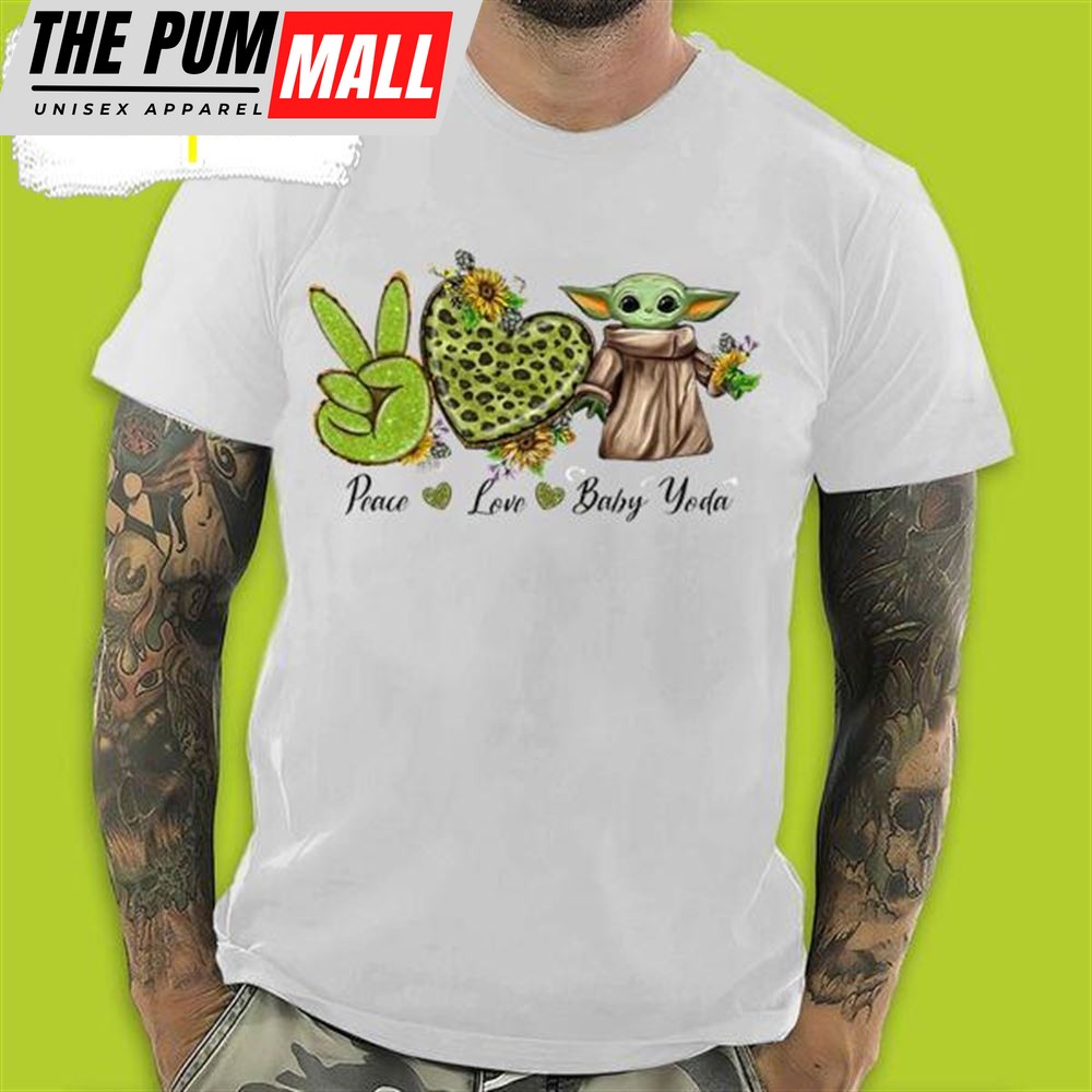 Peace Love Baby Yoda Valentines Day T-Shirt