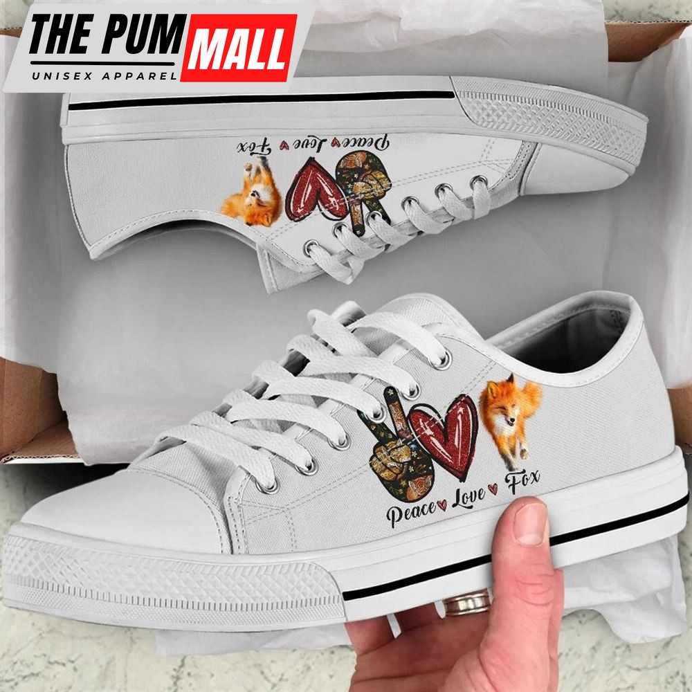 Peace Love Fox Sign Low Top Shoes – Low Top Shoes Mens, Women