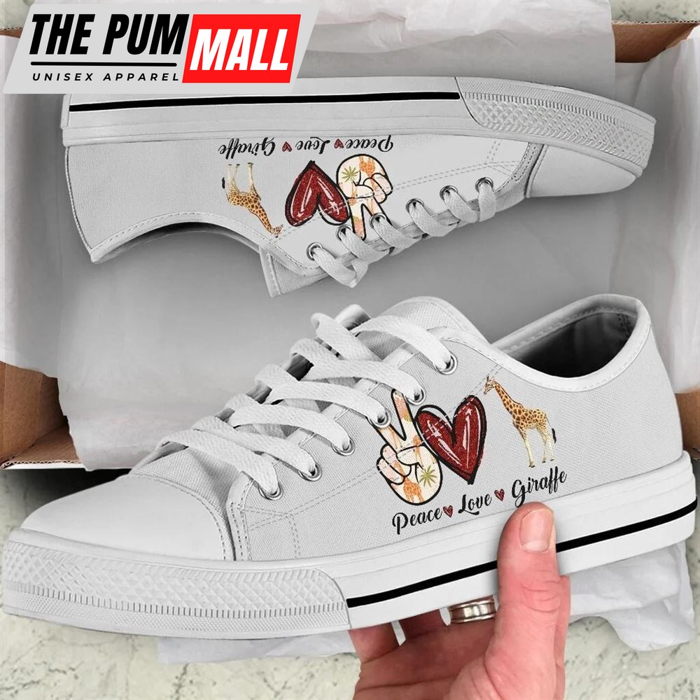 Peace Love Giraffe Sign Low Top Shoes – Low Top Shoes Mens, Women